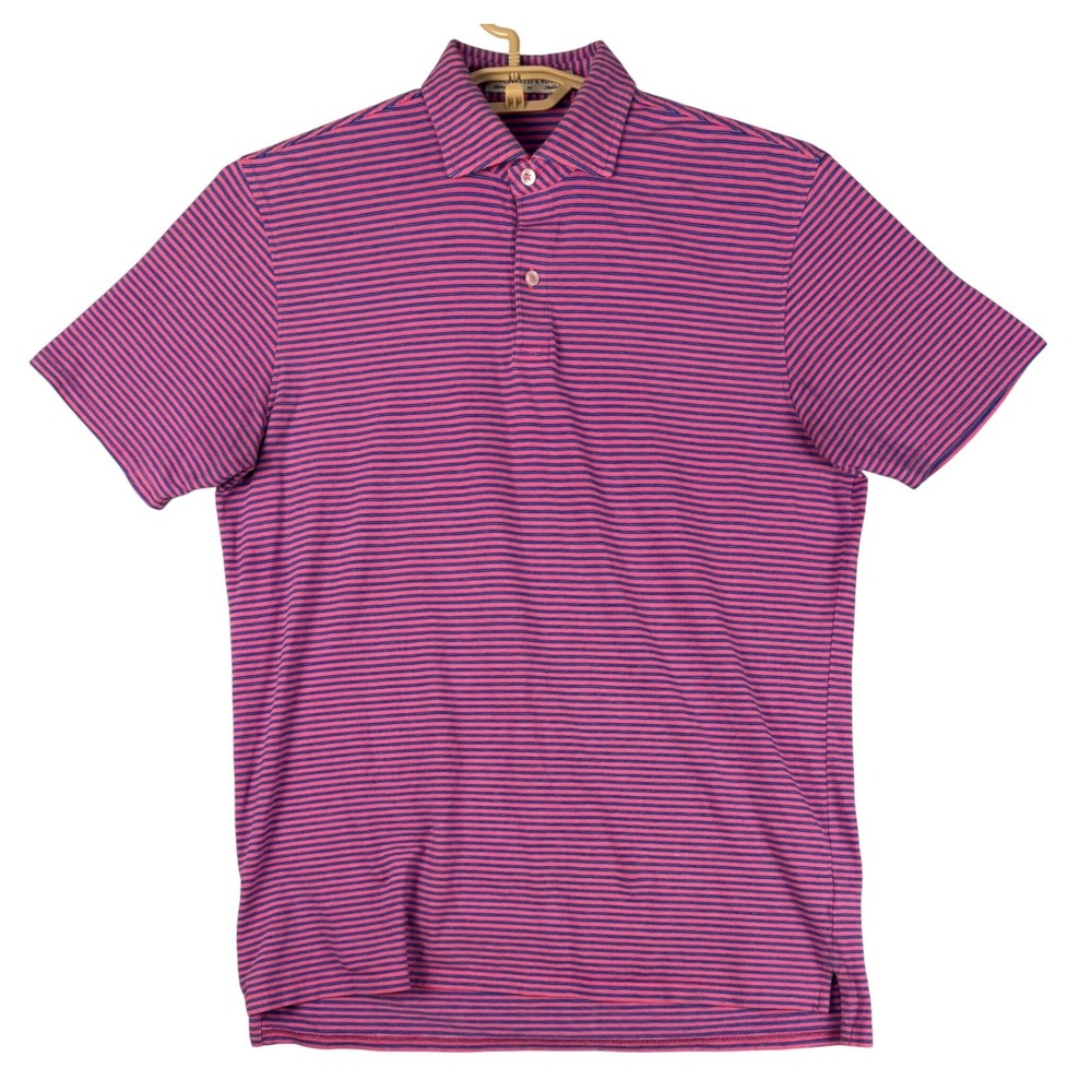 Holderness & Bourne Hutchinson Striped Polo Shirt Pink Blue Mens M